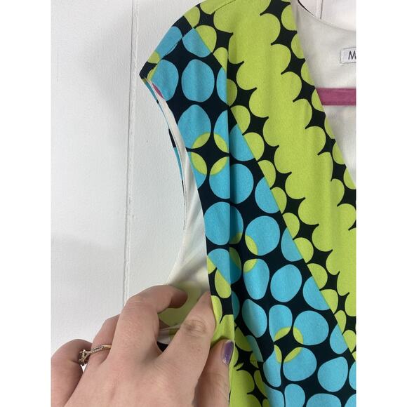 Maggy London Abstract Artsy Midi Dress Liquid Knit Green Blue Fairy Y2K Spring - Picture 4 of 10